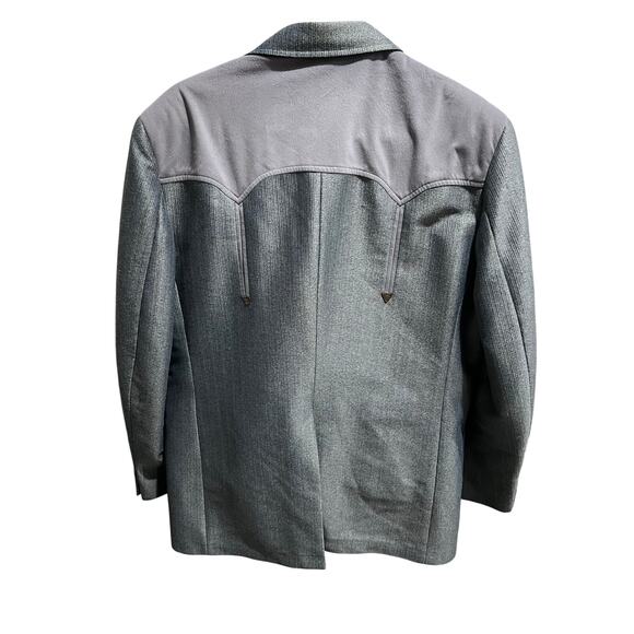 Vintage Circle S Ranch Western Wear Suit Gray Pinstripe 44R 34x32 USA Made - Picture 2 of 16